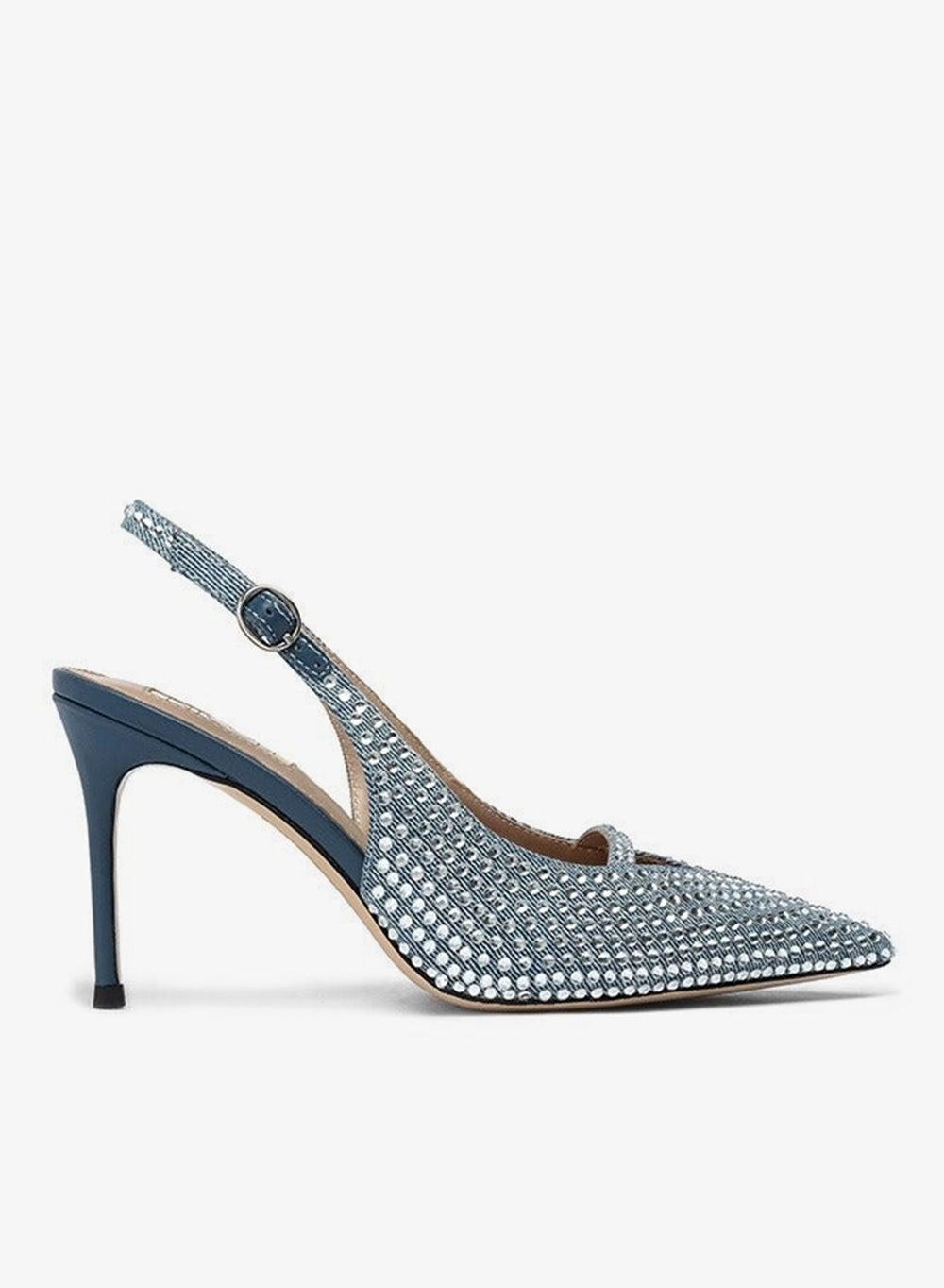 Pistoia Crystal Denim Stiletto Pumps - Image 1