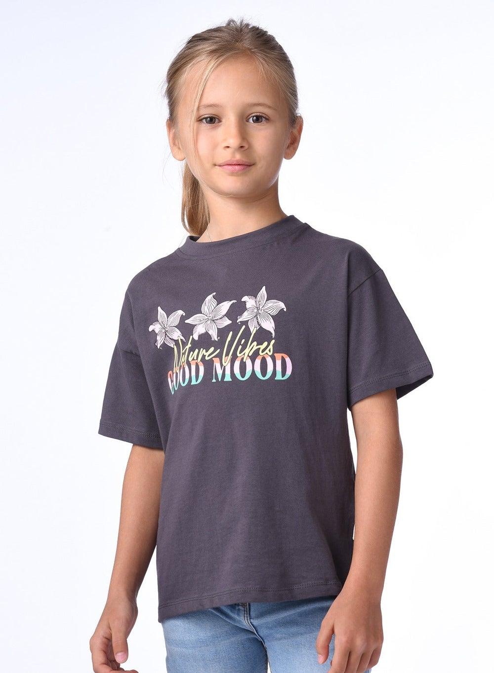 Victor and Jane Girls Grey Graphic T-Shirt - Image 1