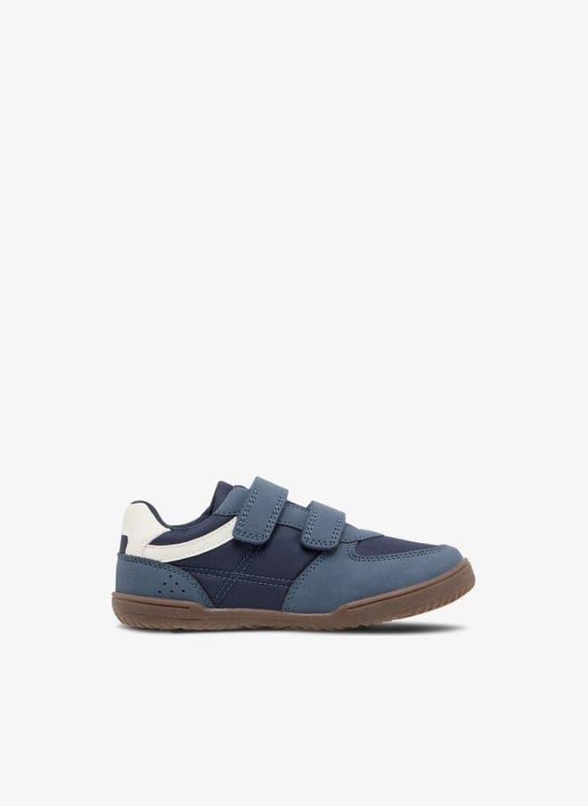 Navy Panelled Kids Sneakers 1330 008B Velcro Fit - Image 1