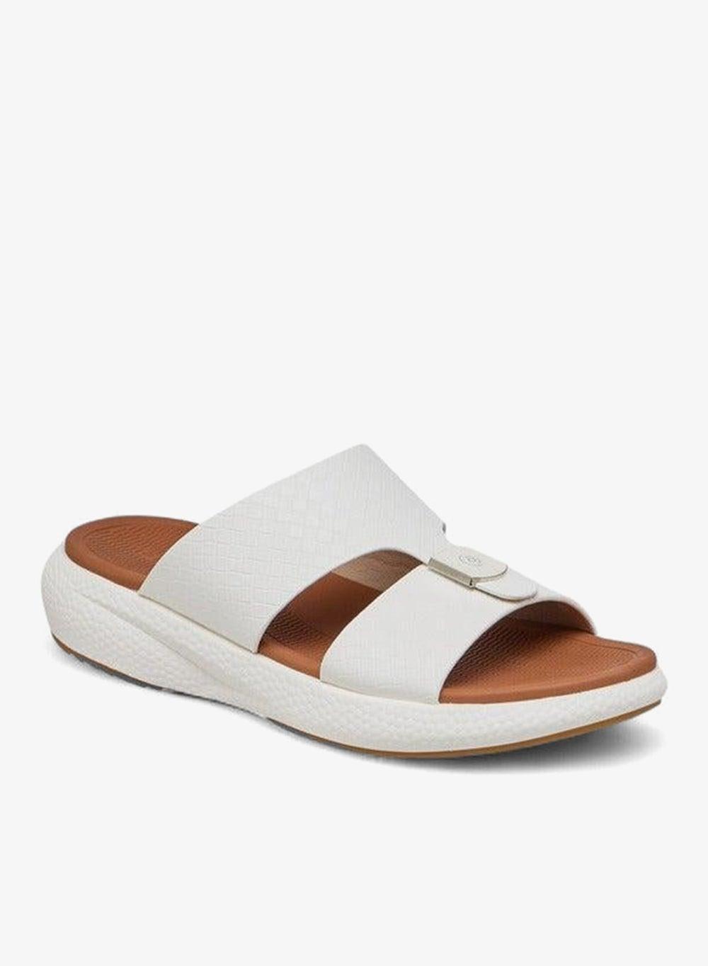 LS24030276 Textured White Comfort Slip-On Sandals - Image 1