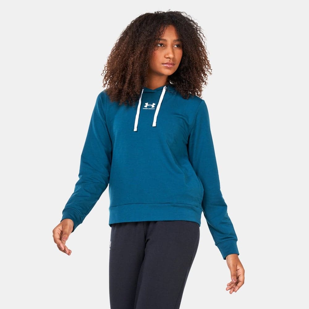 UA Rival Terry Women's Stretch Hoodie Green - Image 1