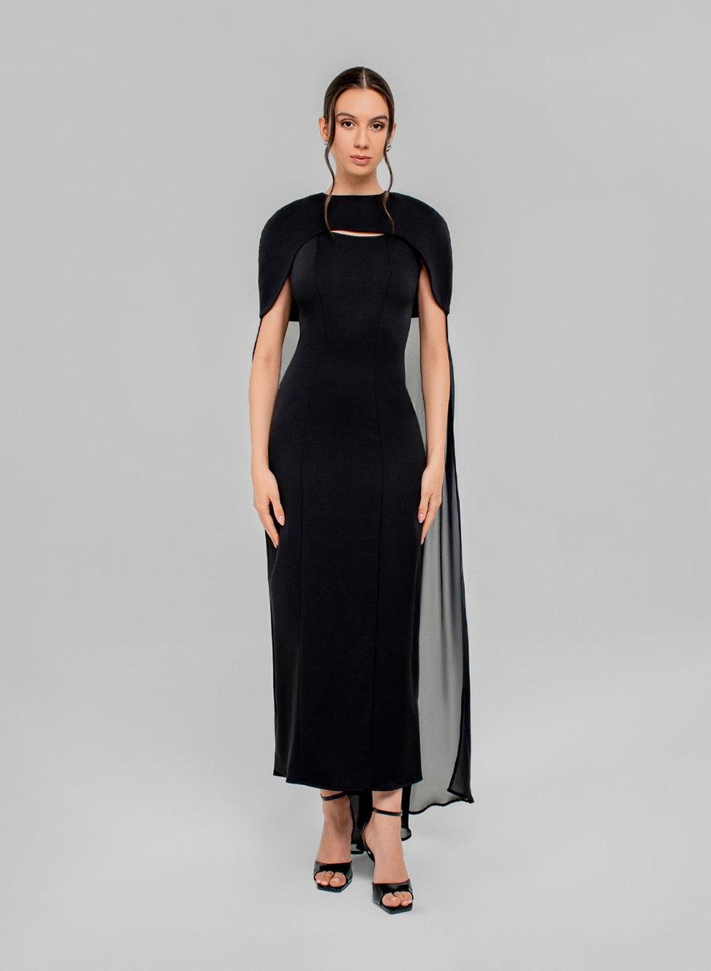 Bayan Pearl Cape Evening Dress - Image 1