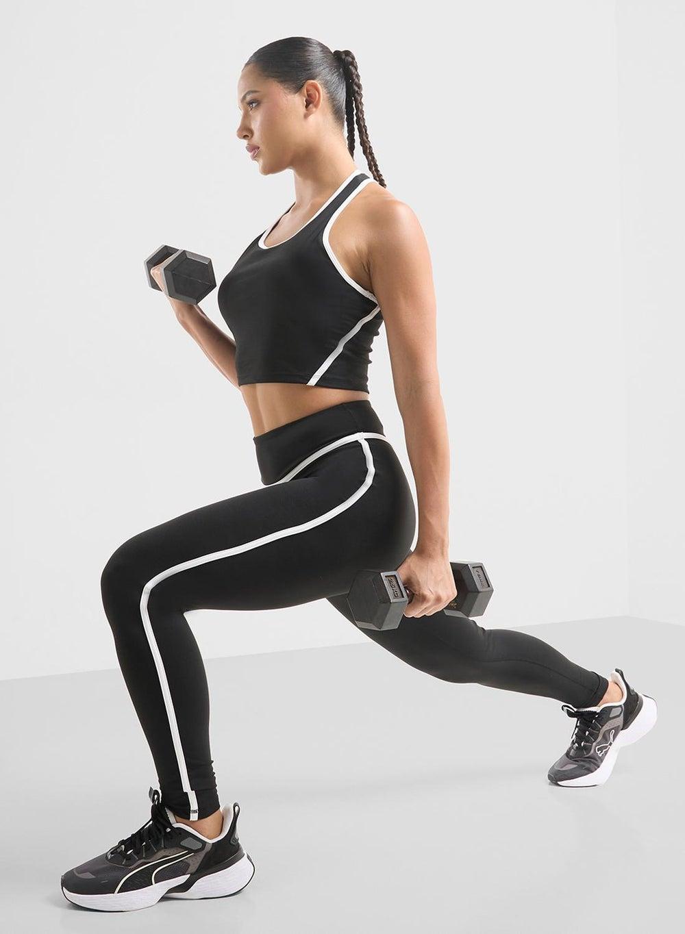 High Rise Seamless Contrast Trim Leggings SM2393L - Image 1