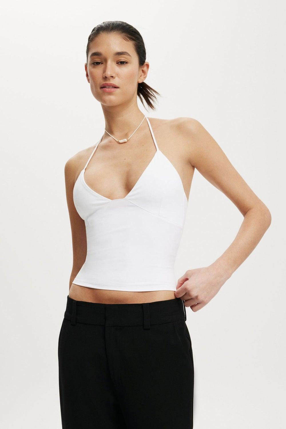 Hold Me Halter White Sleeveless Top - Image 1