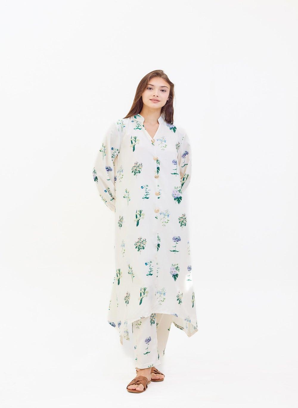 Floral Printed Viscose Suit Set – Classic Two Piece - Image 1