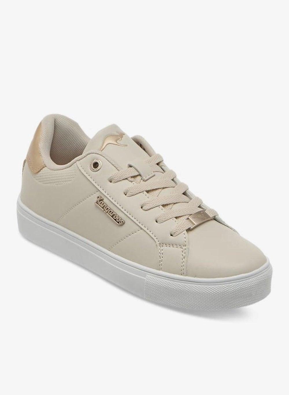 Beige Panelled Slip-On Sneakers 30166 Metal Accent - Image 1
