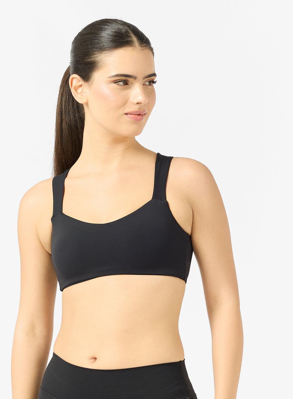 Seamless Black Sports Bra Y250708017 Back Cutout - Image 1
