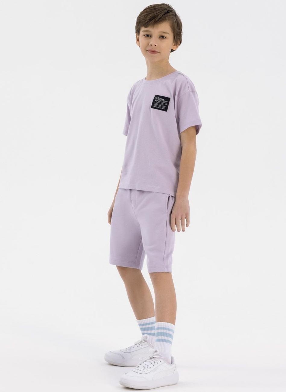 Lilac Cotton Boys T-Shirt & Shorts Set - Image 1