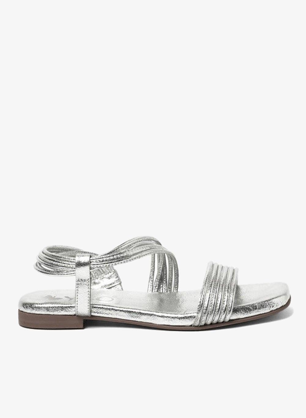 Silver Flat Slingback Sandals for Women Classic Fit - Image 1