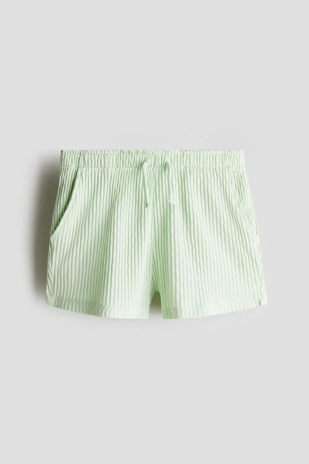 Girls Pointelle Jersey Shorts in Light Green - Image 1