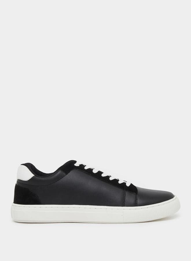 Contrast Trim Platform Sole Black Skate Sneakers - Image 1