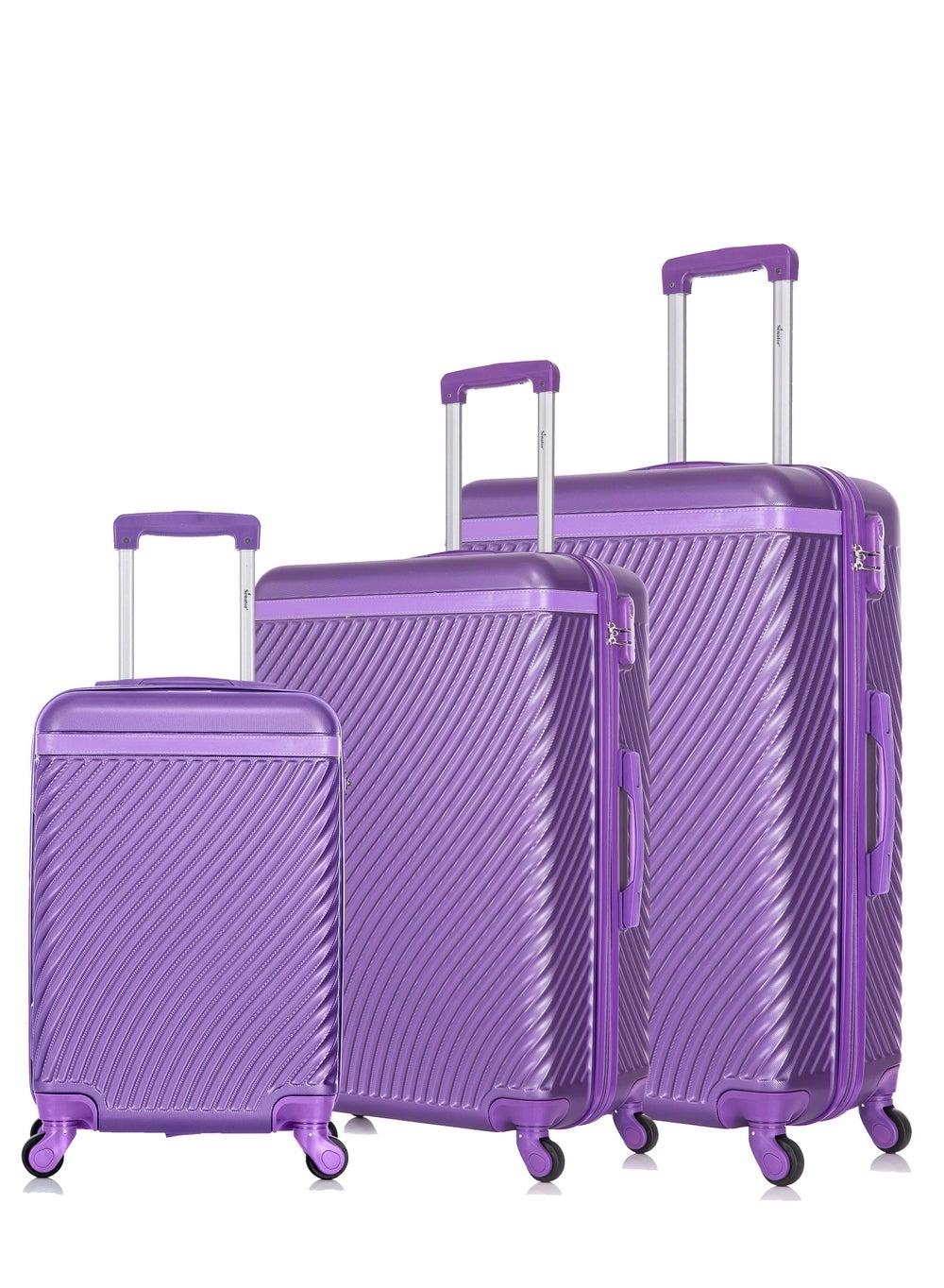 KH1065 Highlight Purple ABS Spinner Luggage Set - Image 1