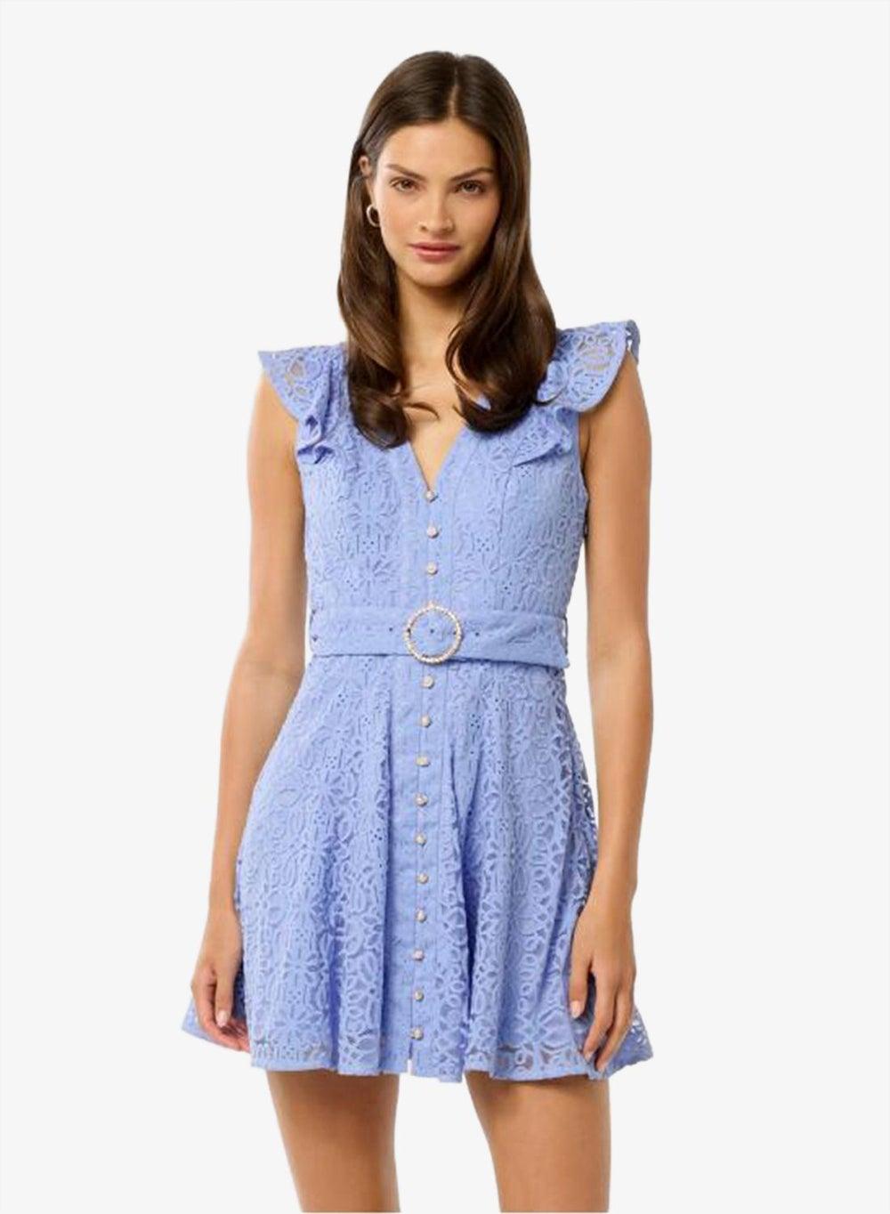 Sinead Lace Belted Blue Mini Dress DRZ1972929360501 - Image 1