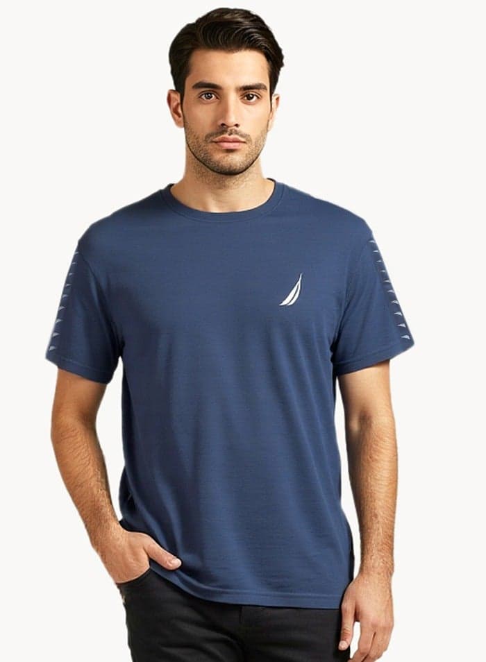 Nautica Jcbt0047 Navy Premium Cotton Crew T-Shirt - Image 1