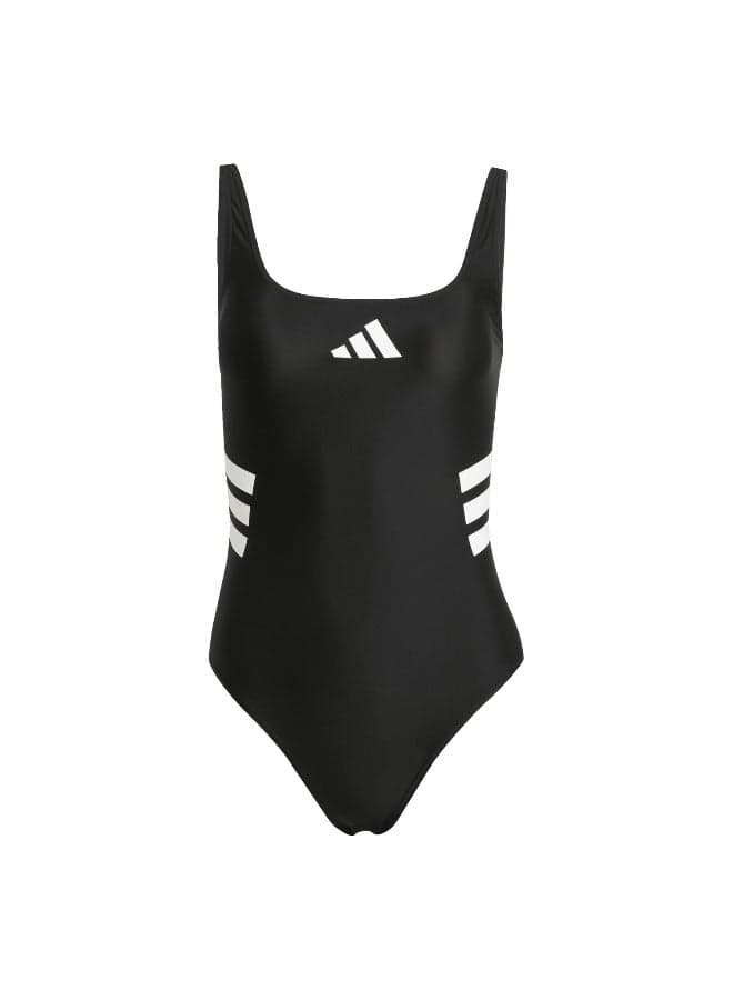 Adidas 3-Stripes U-Back Swimsuit Black White - Image 1