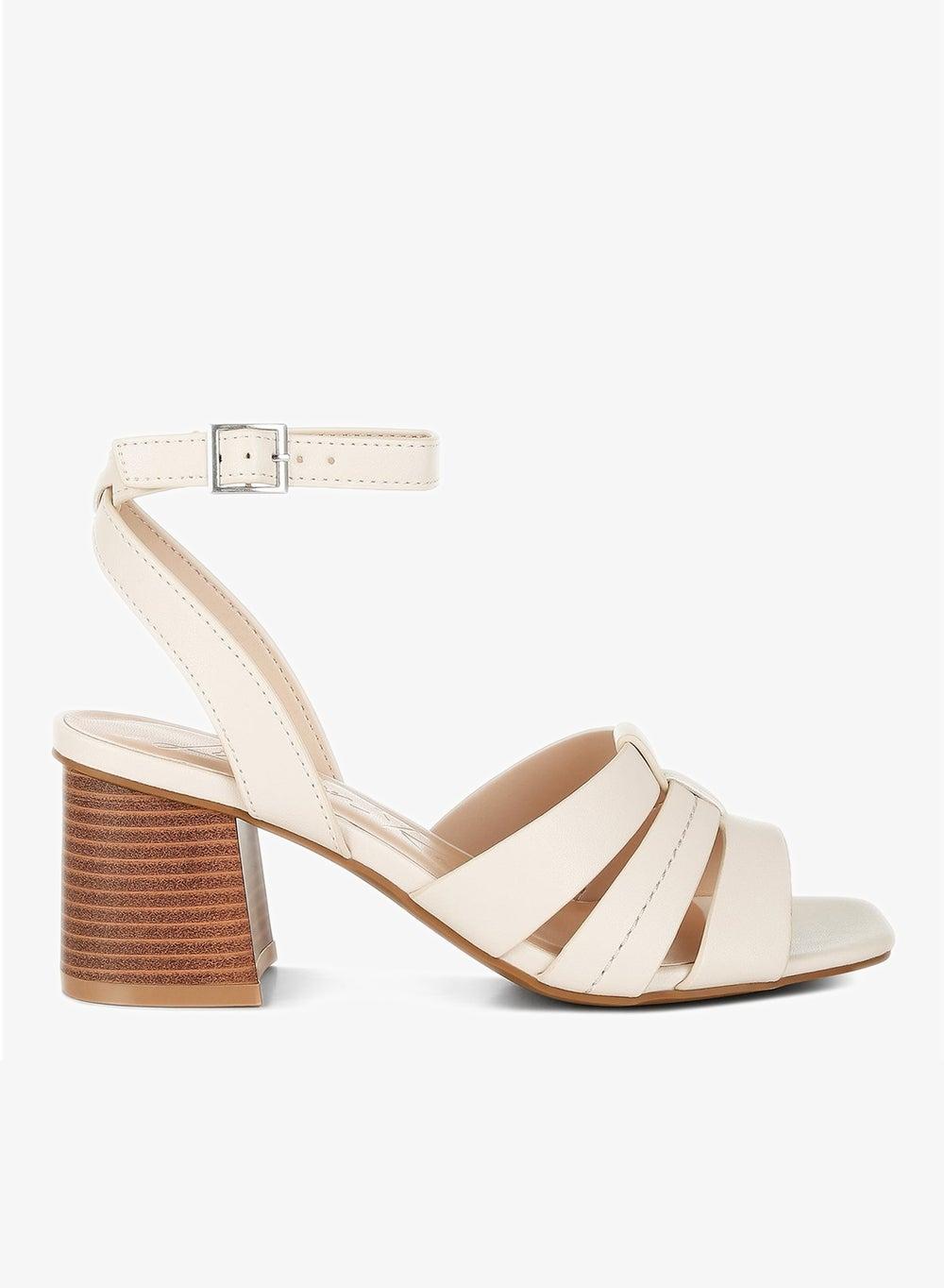Beige Pin Buckle Block Heel Sandals SH4935 - Image 1