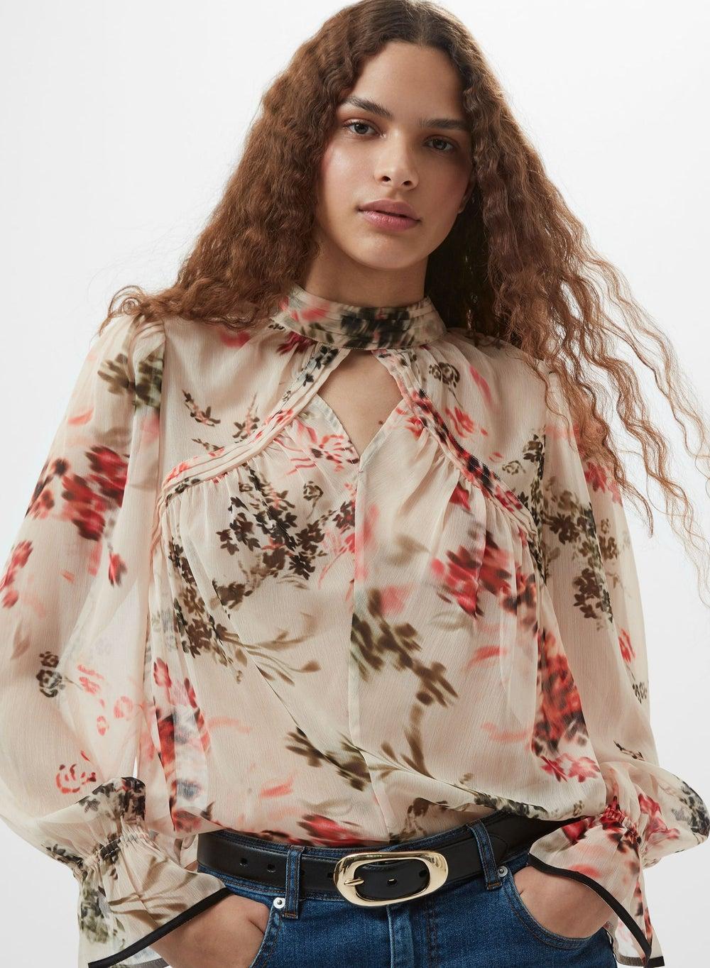 Hallie Crinkle Floral Contrast Blouse 62064000 - Image 1