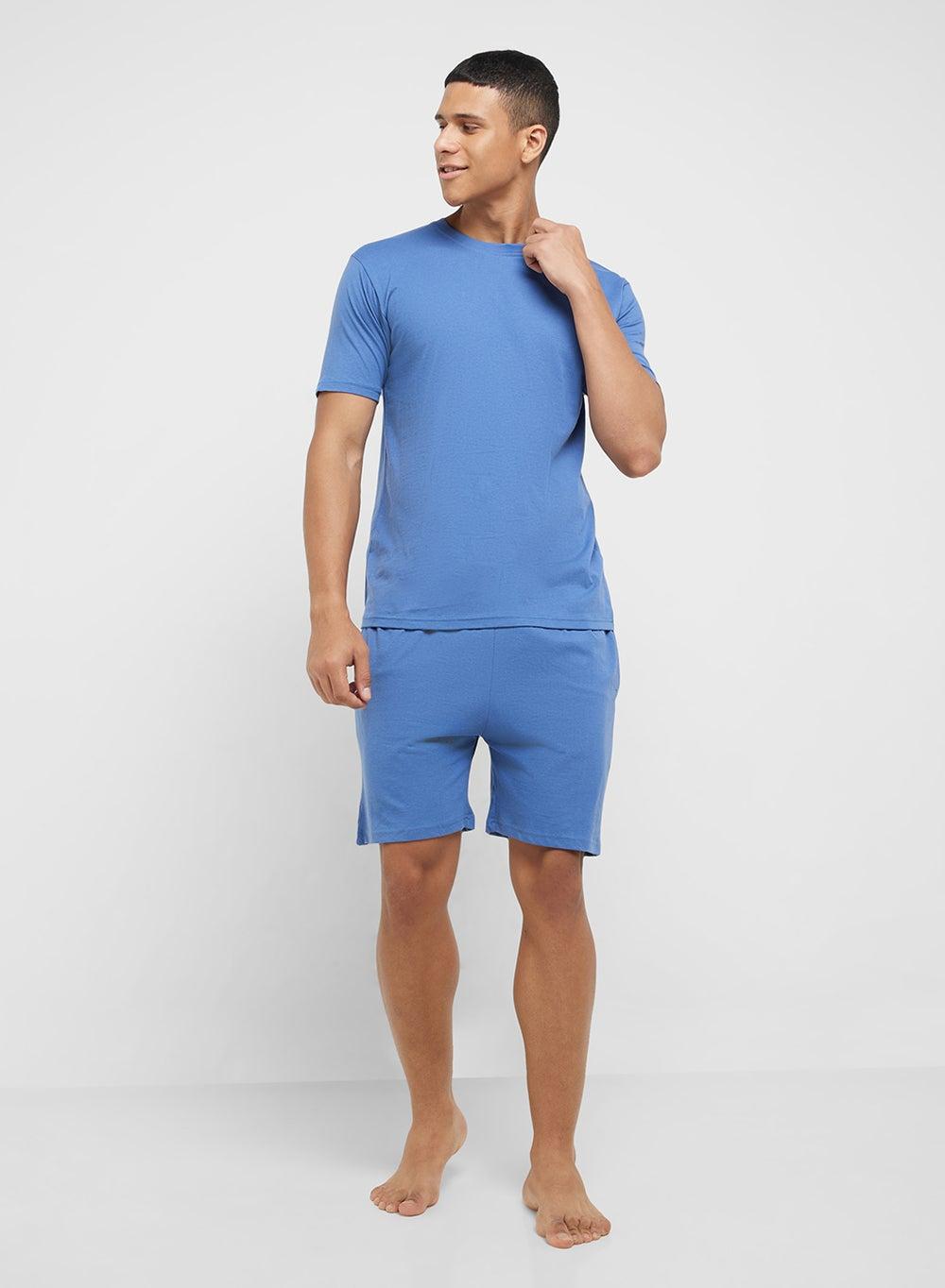 Adan Nw 32 Men’s Blue Nightwear T-Shirt & Shorts Set - Image 1