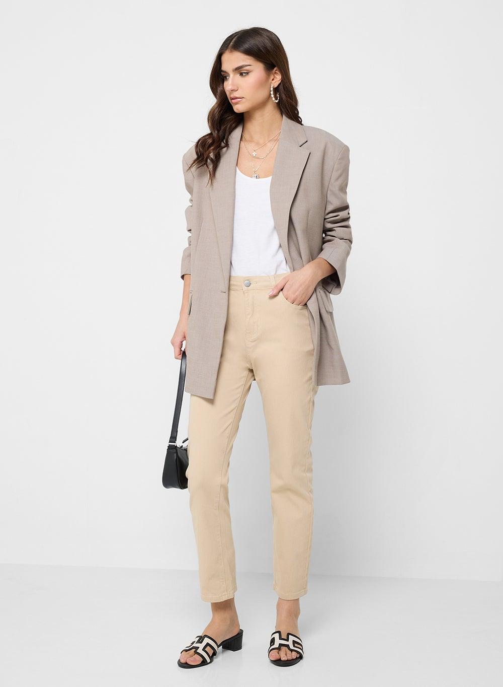 Cream High Rise Straight Cropped Jeans 110 58 - Image 1