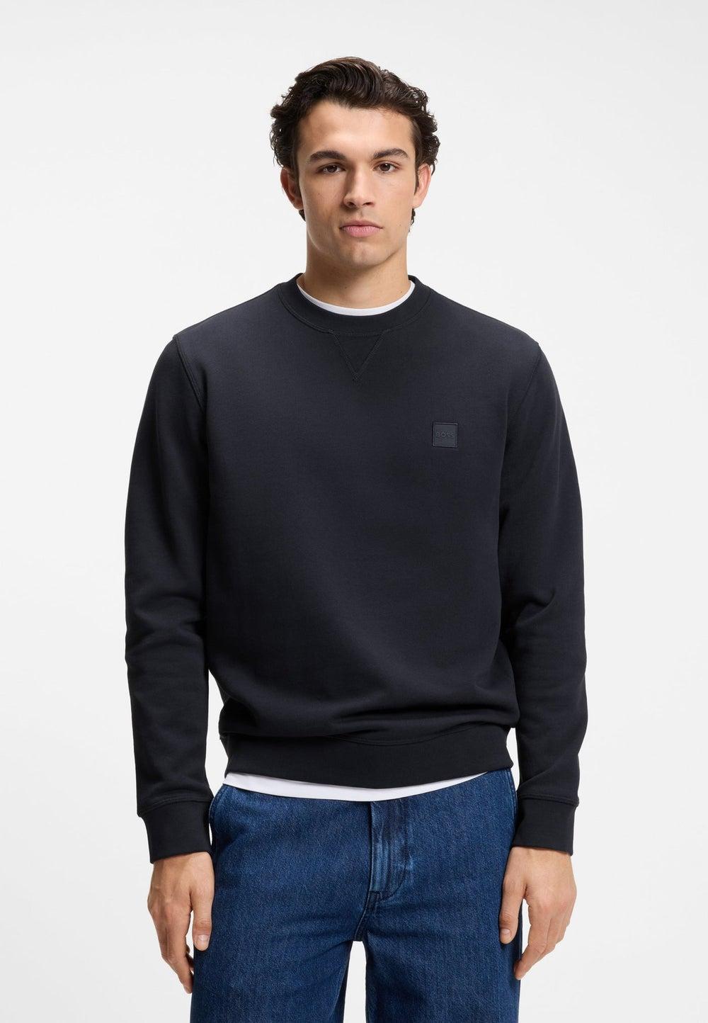 BOSS 50509323404 Cotton-Terry Logo Patch Sweatshirt - Image 1