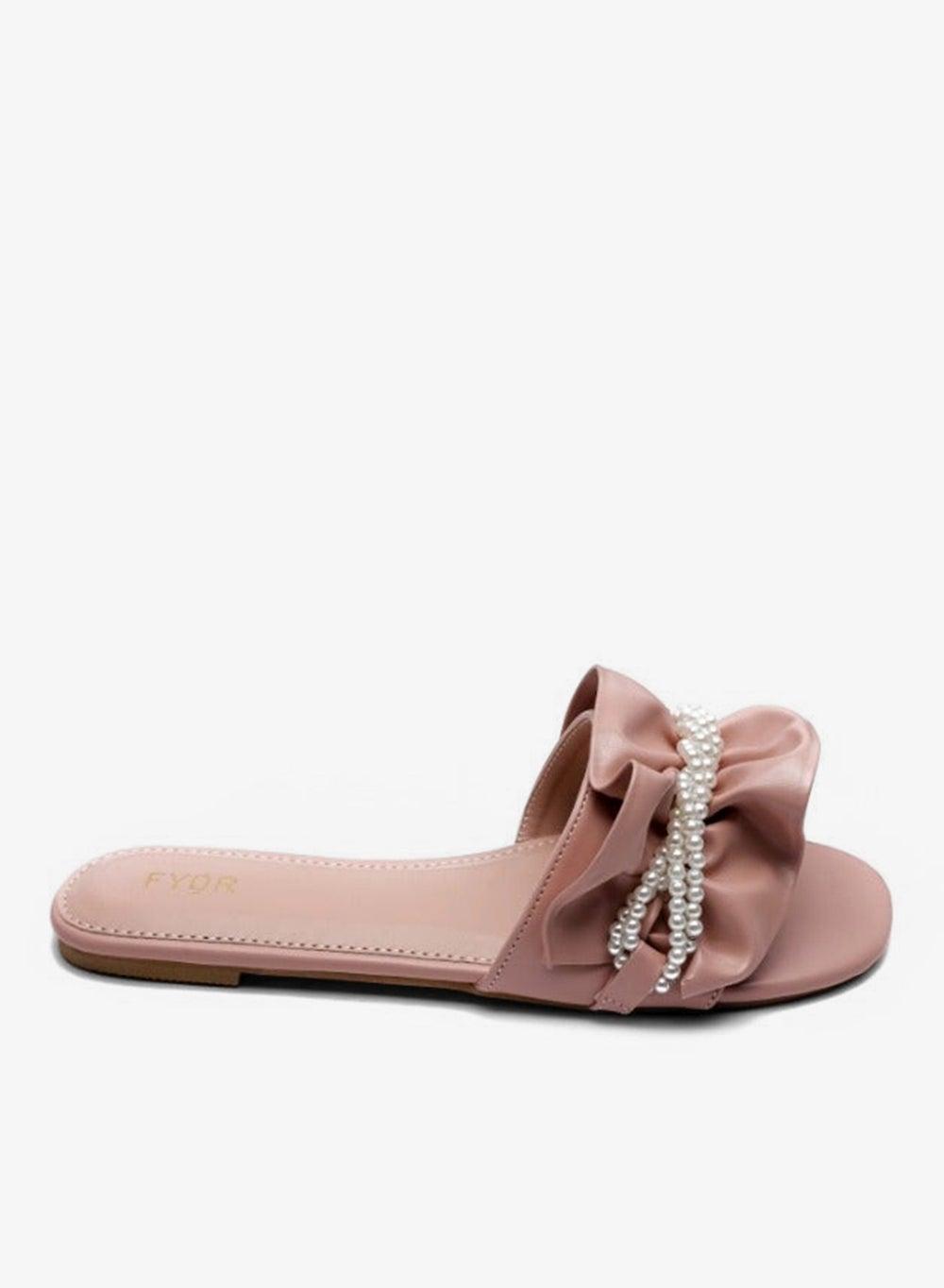 Pearl Ruched Slide Sandal MY 221 Pink - Image 1