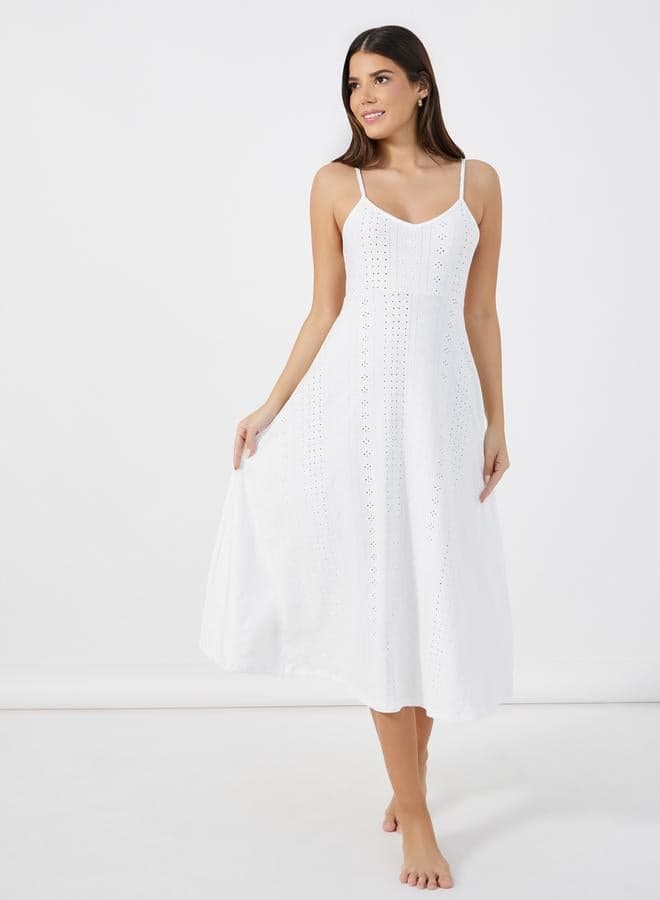 Styli Jersey Schiffli White Slip Dress 7010659936 - Image 1