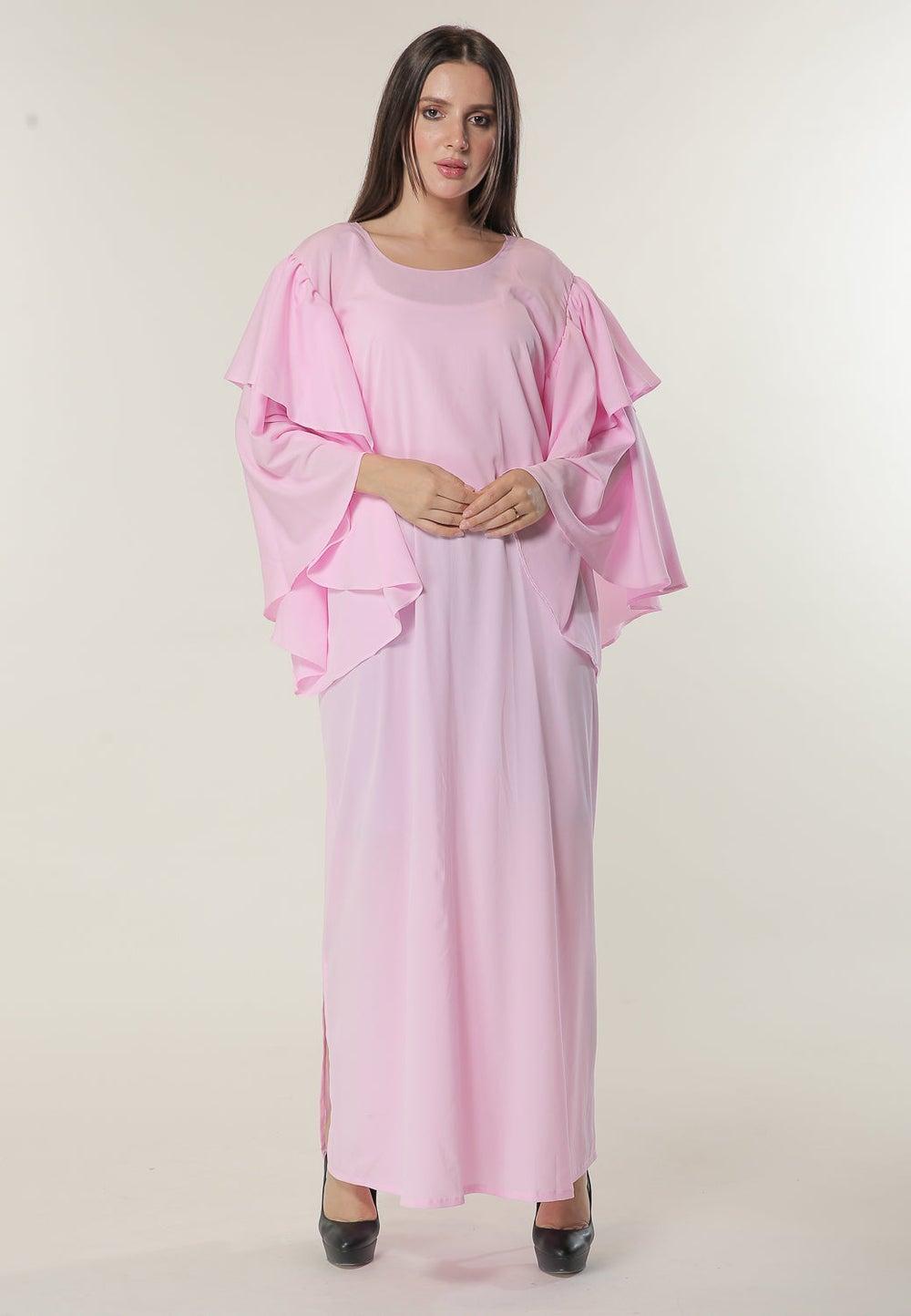 Frilled Sleeves Multicolor Evening Abaya - Image 1