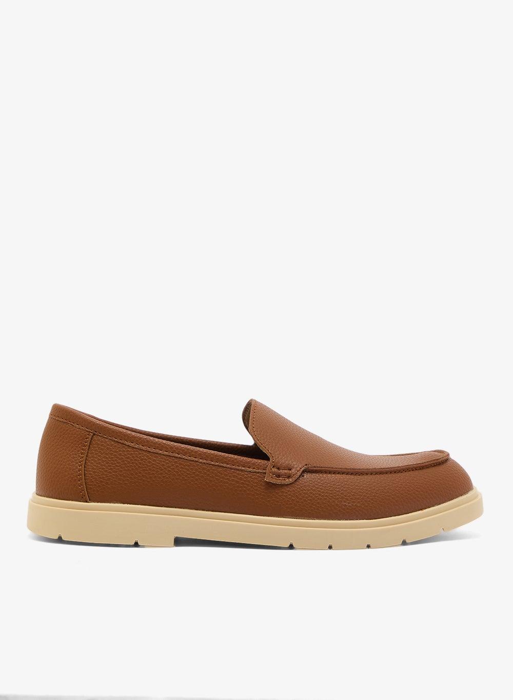 Tan Faux Leather Slip-On Loafers Nmc 013 - Image 1