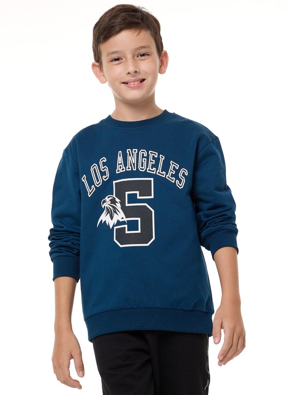 Boys' Navy Graphic Sweatshirt Oversized Fit 8-14yrs - Image 1