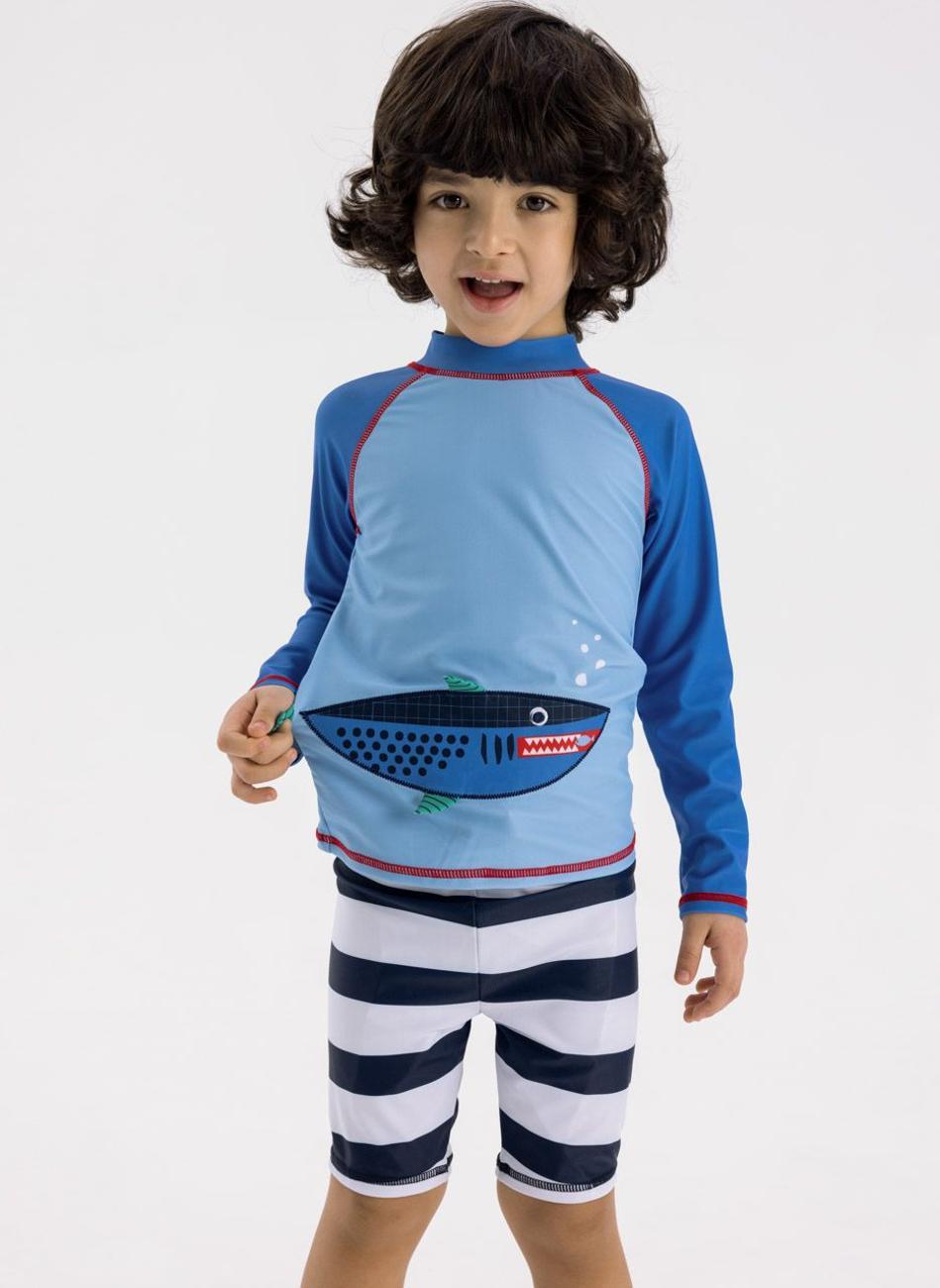 Boys Blue UV Protection Long Sleeve Swim Set - Image 1