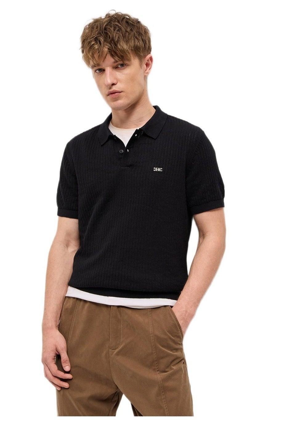 Men’s Black Cotton Polo T-Shirt Classic Fit Casual - Image 1