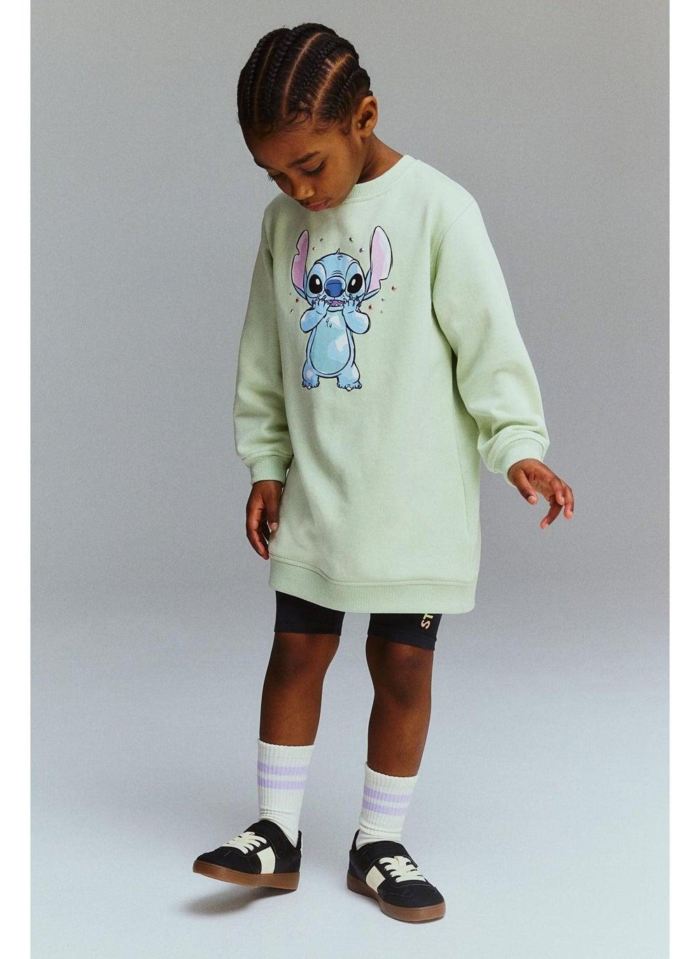 Light Green Printed Sweatshirt Dress - Image 1
