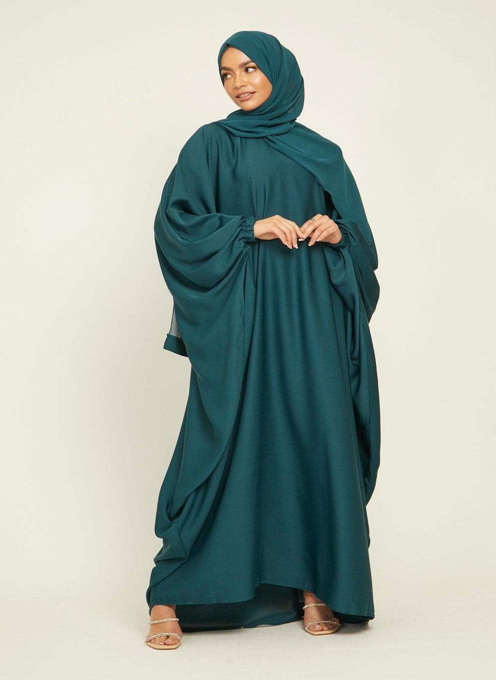 Elegant Green Belted Abaya with Hijab AB45 - Image 1