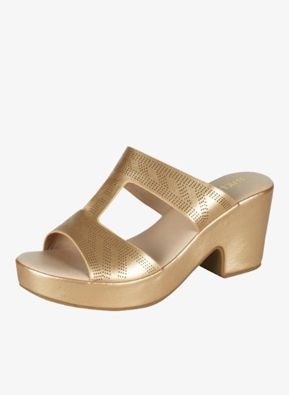Michelle Morgan 092-2954 Gold Block Heel Sandals - Image 1