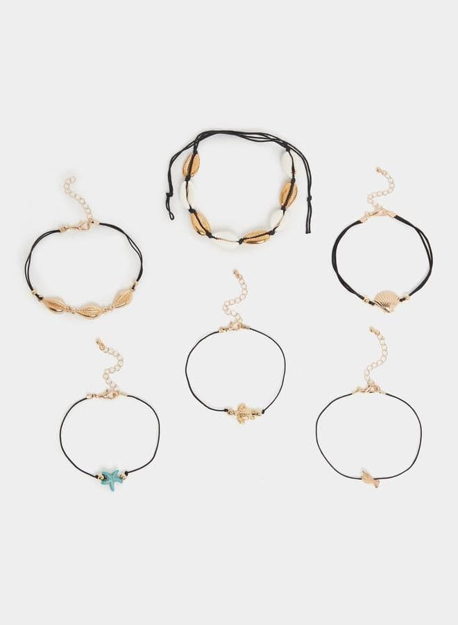 Styli Shell Charm Anklet Set of 6 - Image 1