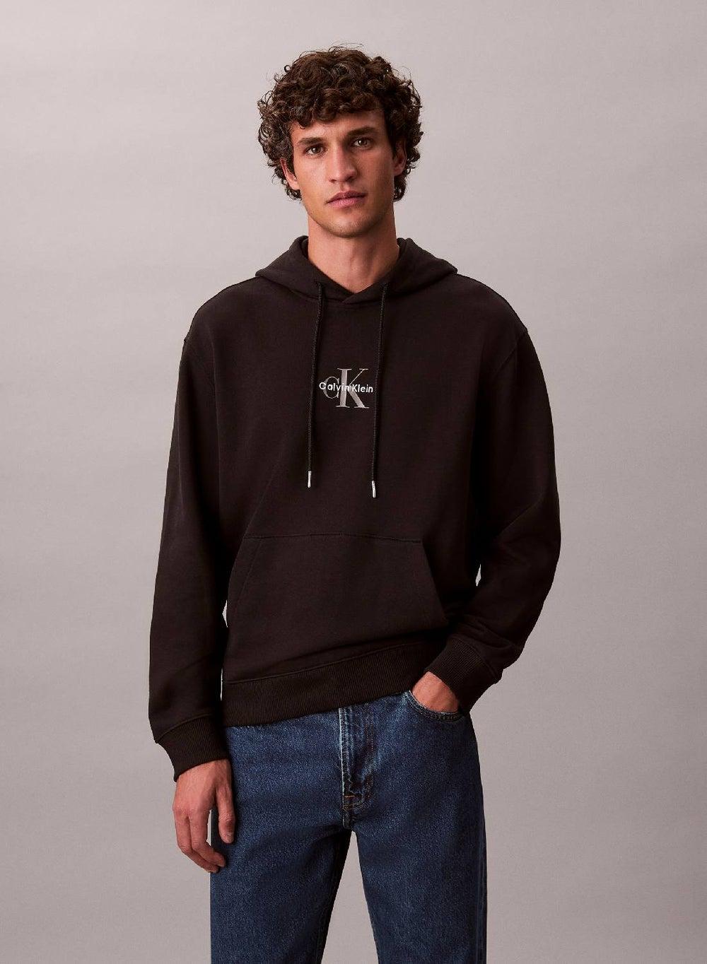 Calvin Klein Relaxed Monogram Terry Hoodie Black - Image 1
