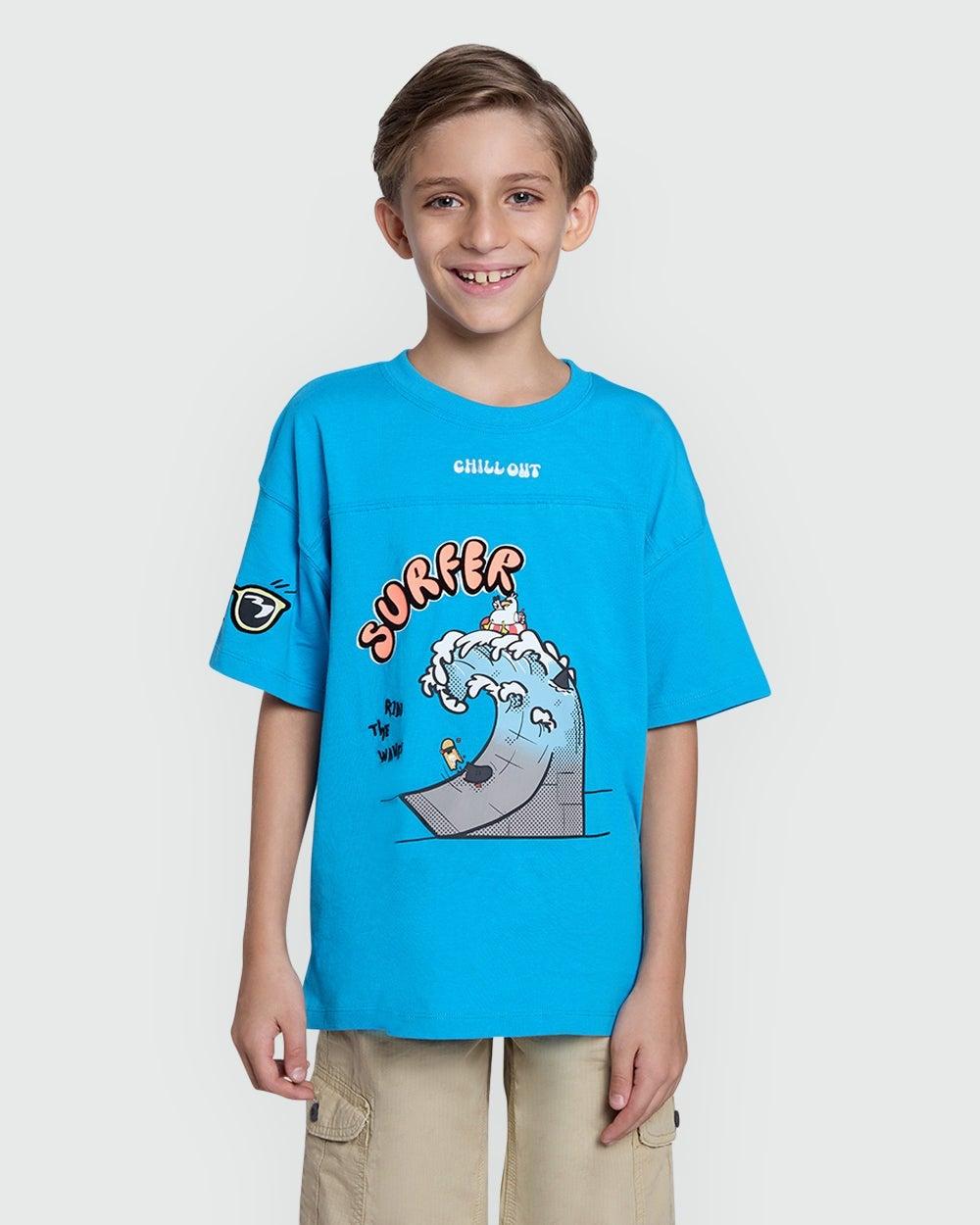 Boys’ Navagio Bay Azure Cotton Tee - Image 1