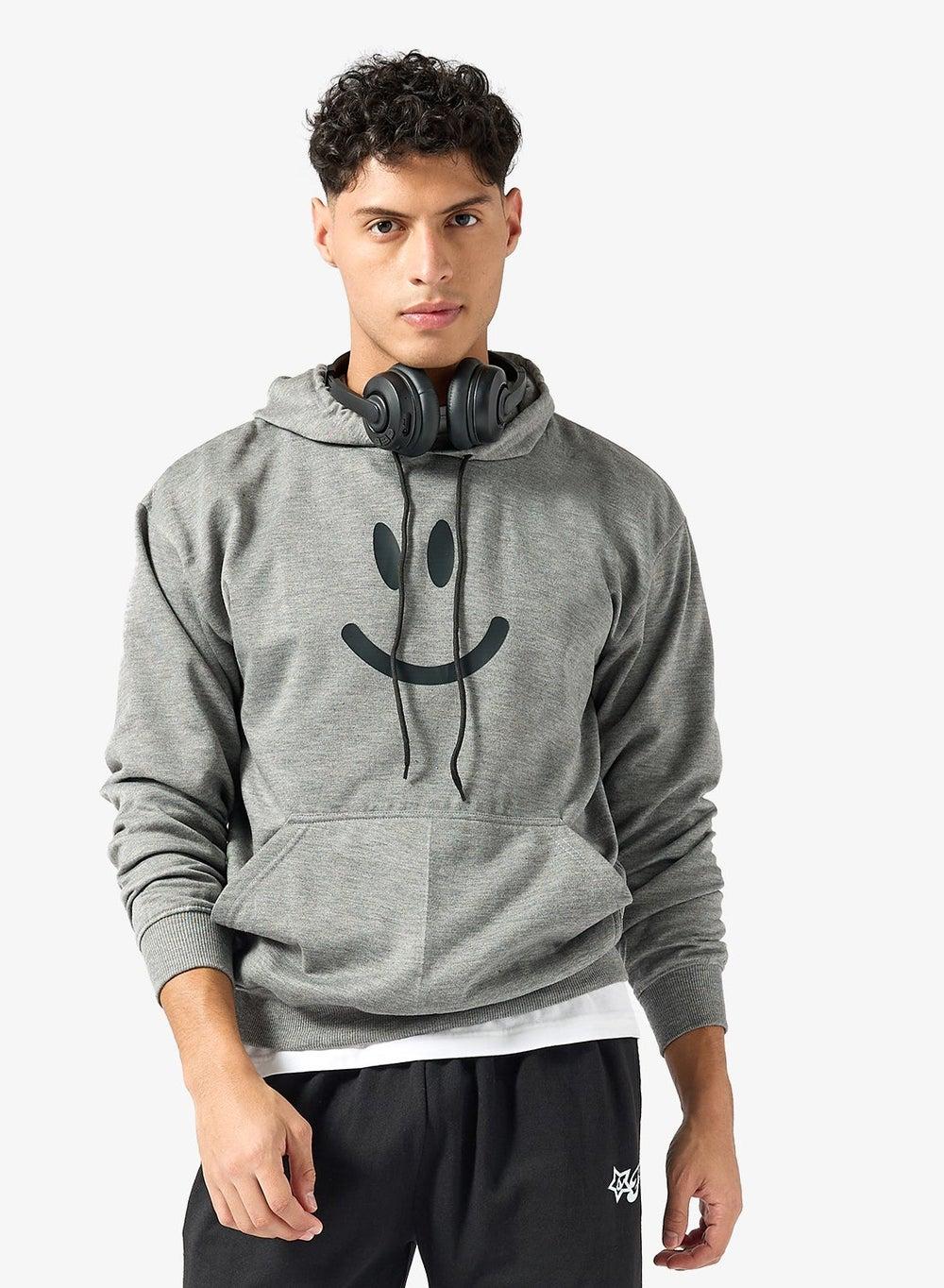 Grey Graphic Print Hoodie Adnhd21 Casual Fit - Image 1