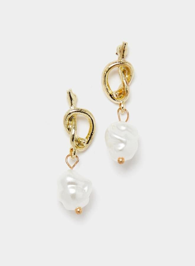 Gold Faux Pearl Hook Earrings 7011151012 - Image 1
