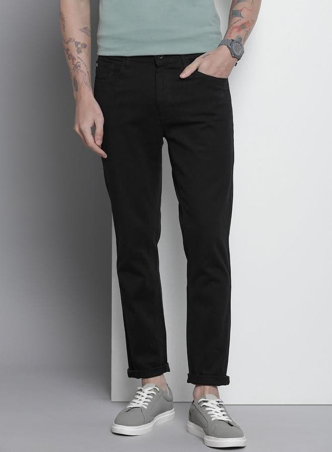 Men’s Black Slim Fit Cotton Chino Pants - Image 1