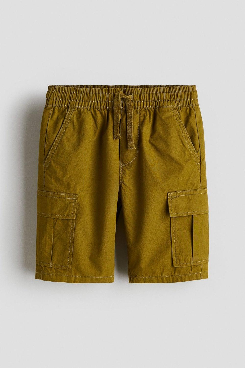 Boys Cotton Poplin Cargo Shorts Green Dark - Image 1