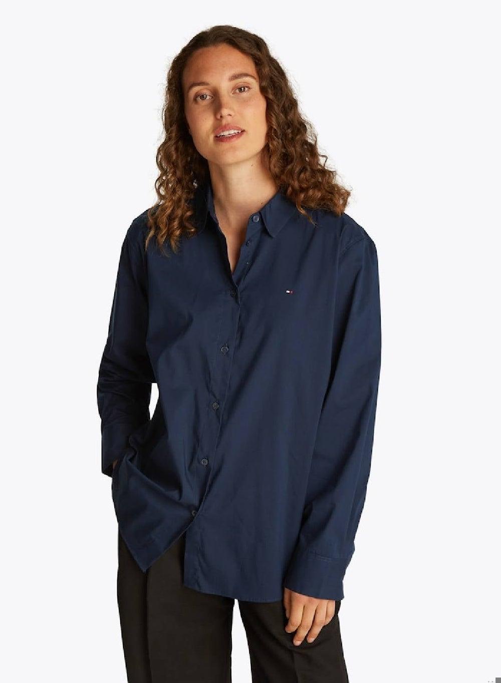 Ess Poplin Regular Shirt Dark Night Navy - Image 1