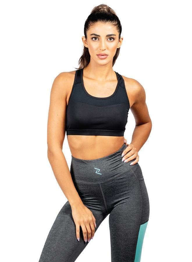 High-Support Racerback Sports Bra Black Performance Fit - Image 1