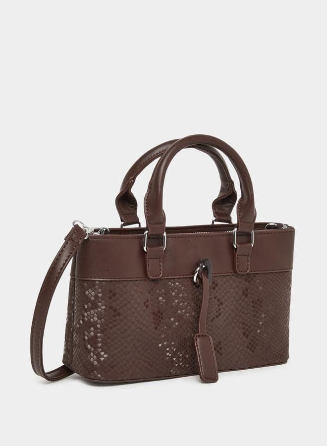 Styli Snake Skin Print Dual Handle Satchel Bag - Image 1