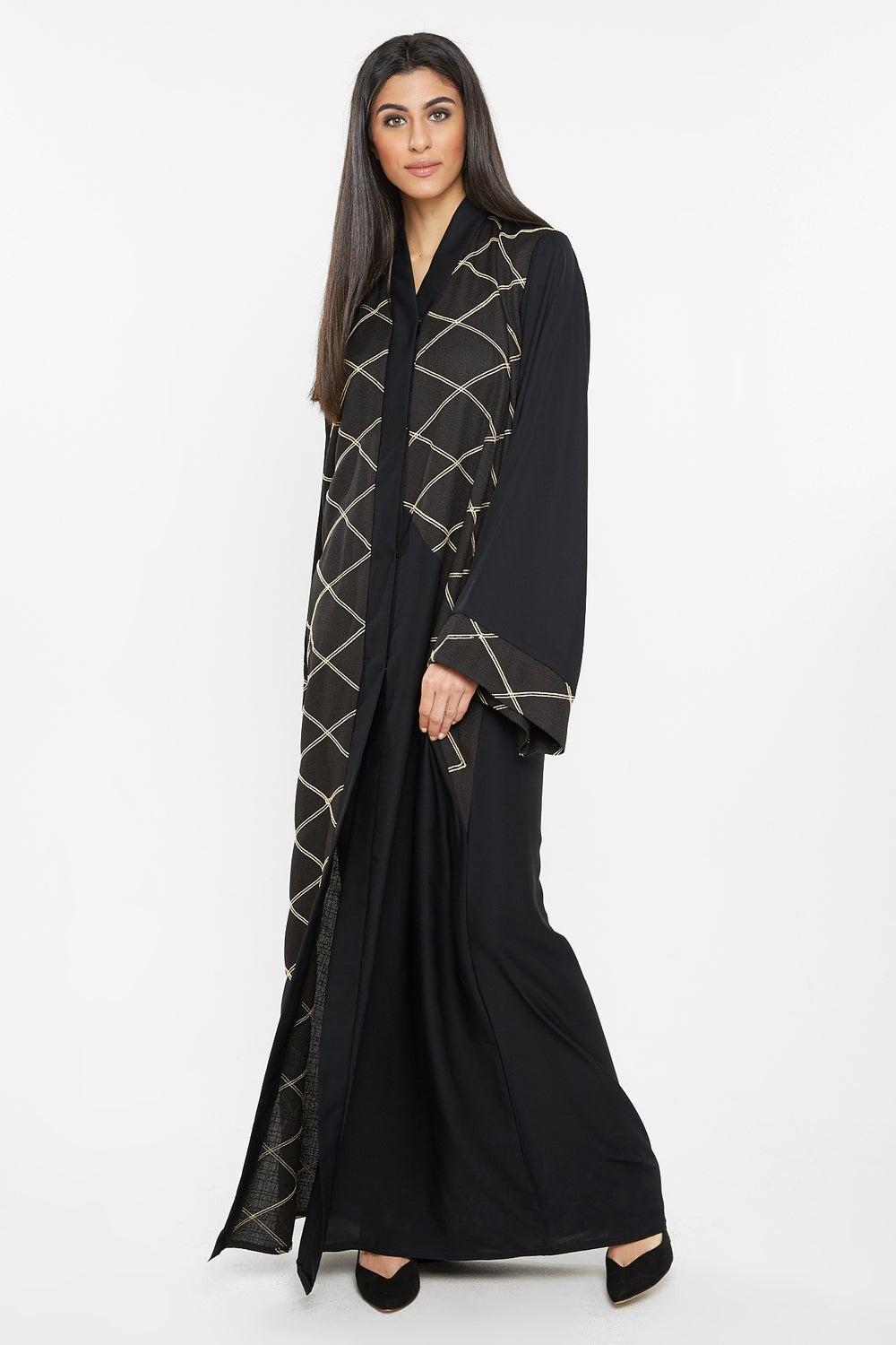 Geometric Embroidered Nida Abaya AJ114A - Image 1
