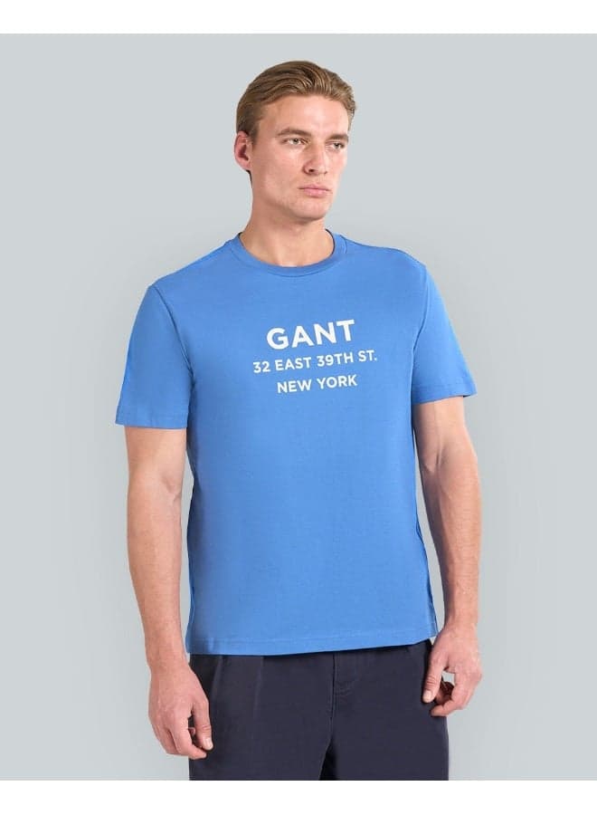 Gant Navy Graphic T-Shirt Red Logo Classic Fit - Image 1
