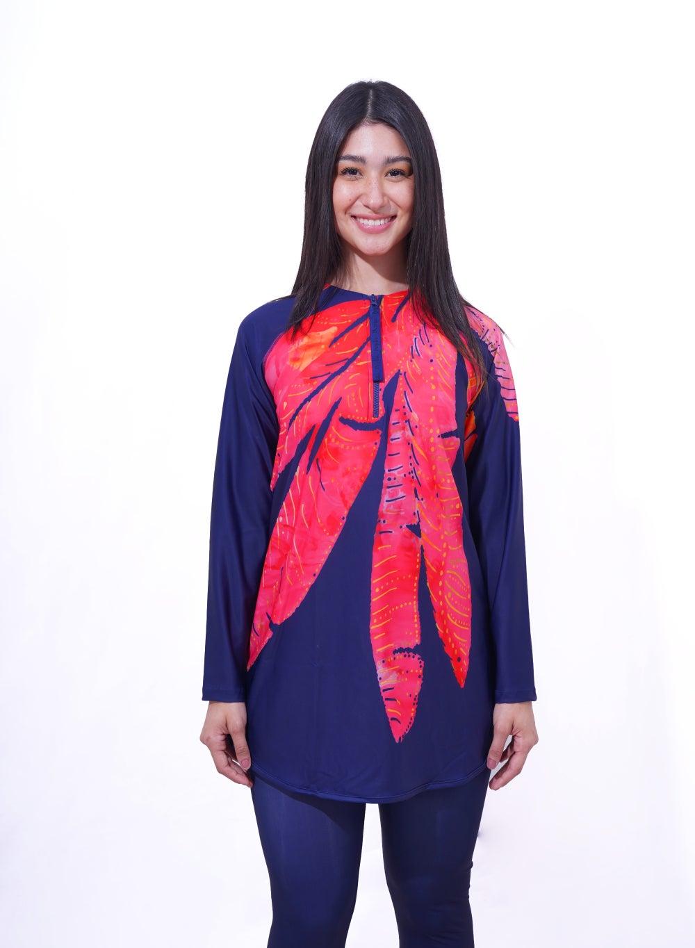 Island Long Rashguard Swim Top Half Zip - Image 1