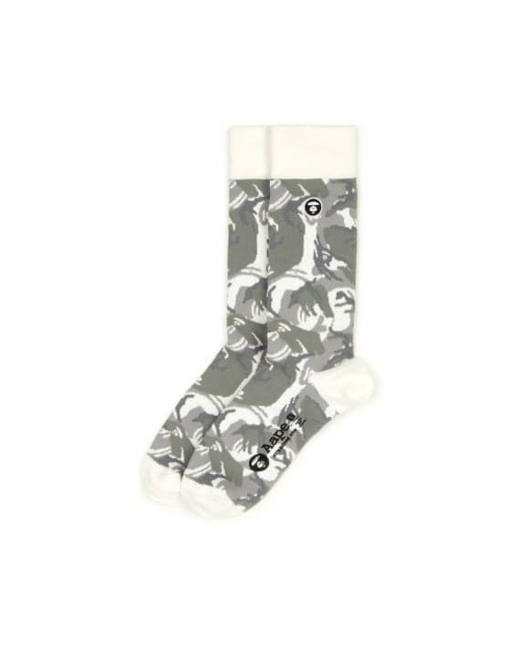 Moonface Camo Logo Socks in White Nylon Blend - Image 1