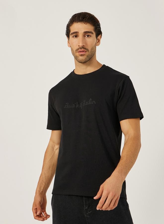 Black Studded Graphic T-Shirt 7011829501 - Image 1