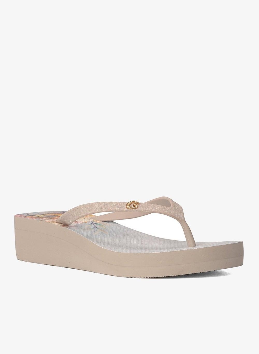 Anabela Off-White Wedge Heel Slippers - Image 1
